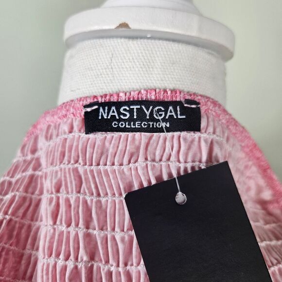 NWT Nasty Gal Floral Ruched Crop Top. Pink Med - Picture 12 of 15